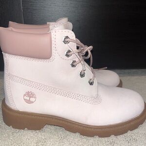 Pink Timberland Lace-Up Boots